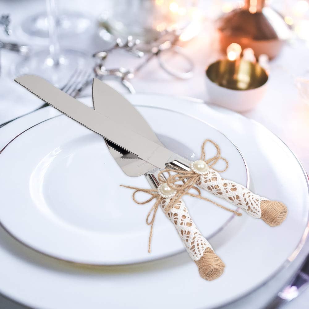 Rustic Wedding Cake Serving Set, Knife and Server Set for Anniversaries, Birthdays, Christmas Parties