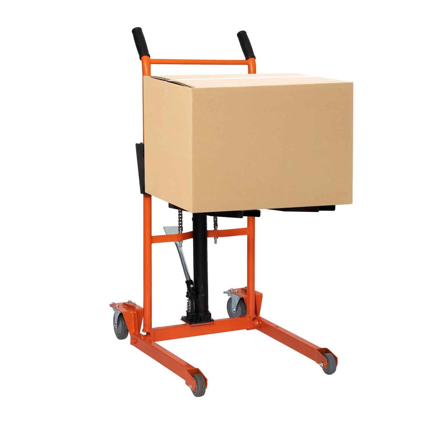 Reykilor Hydraulic Material Lift Winch Stacker w/Wheels, Foldable Forklift Pallet Stakcer, Heavy Duty Rolling Manual Lift Table, Adjustable Pallet Truck Carrier Dolly Fork Lift for Warehouse Garage