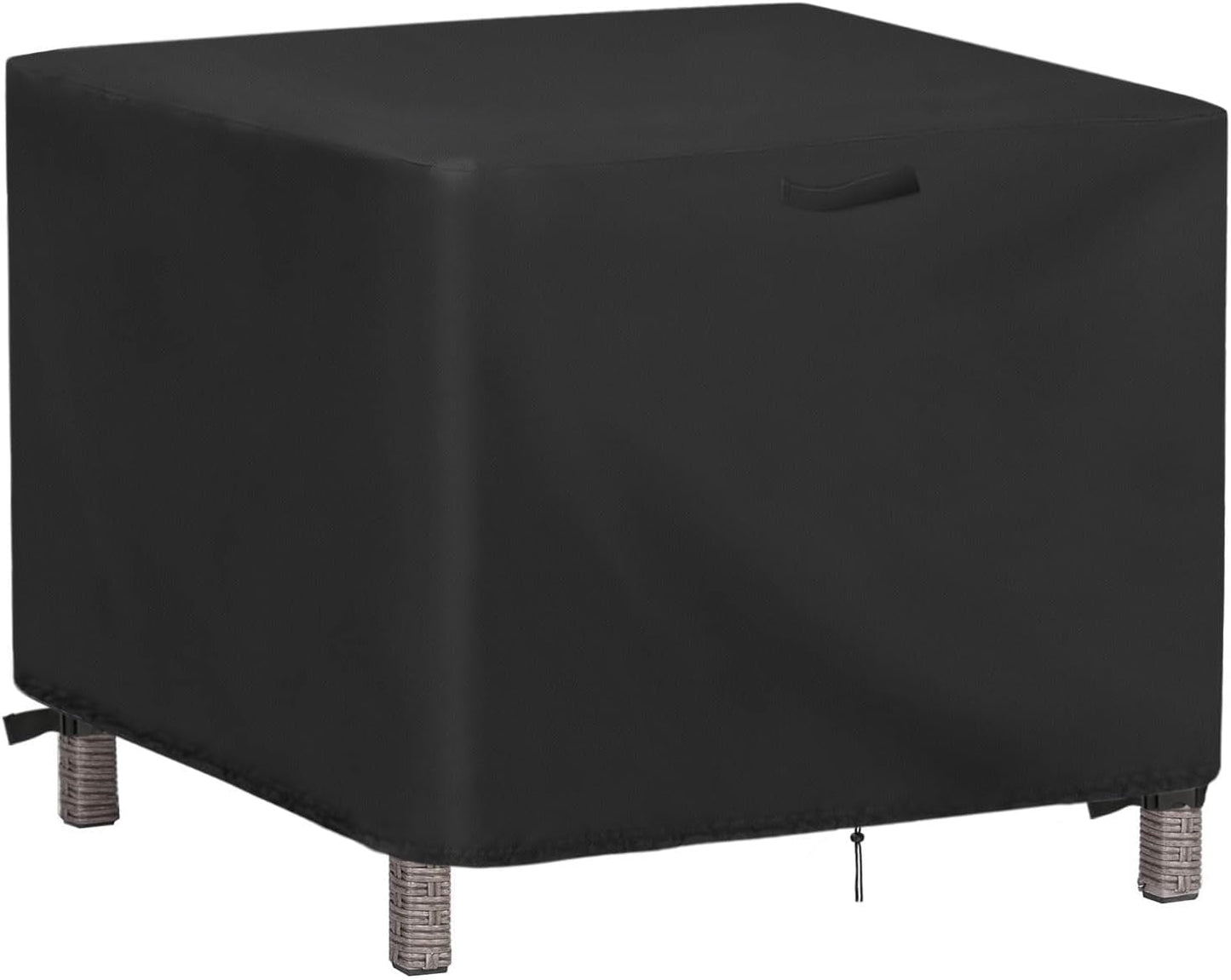 25 Inch 25 20 17 Inch Outdoor Ottoman Cover Rectangle, Waterproof Patio Ottoman Cover, Heavy Duty Outdoor Side Table