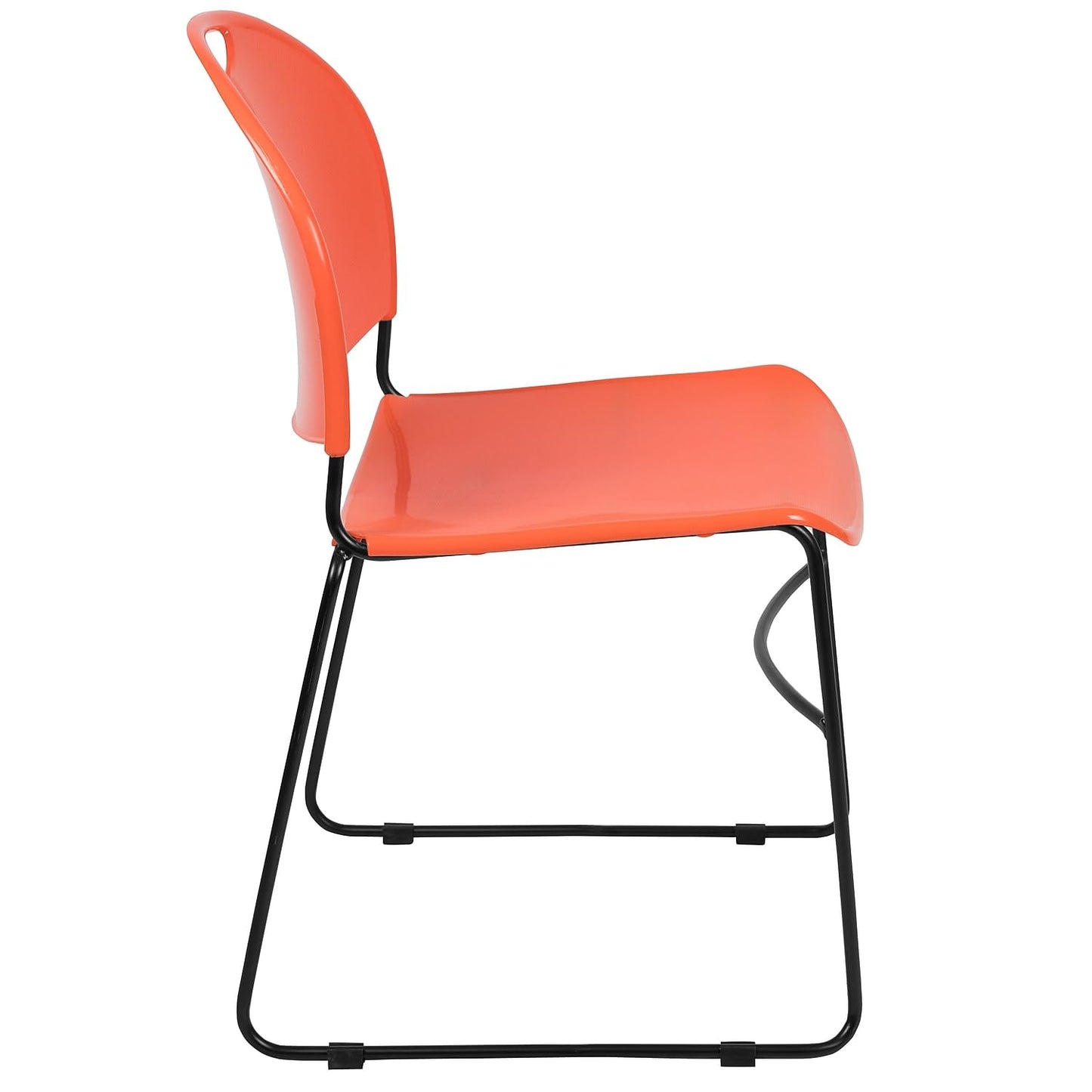 Flash Furniture HERCULES Series 5 Pack 880 lb. Capacity Orange Ultra-Compact Stack Chair with Black Powder Coated Frame