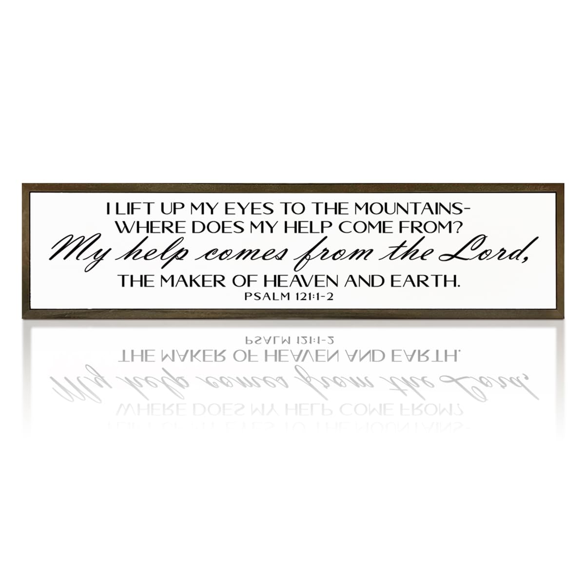 Christian Wood Sign, Motivational Christian Wall Art, Home Decor for Table Shelf, Farmhouse Wood Decoration, Psalm 121:1-2 Sign, I Life Up My Eyes to the Mountain Sign 17.8x4x1.2 inches