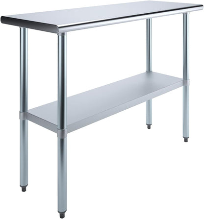 Express KitchQuip NSF Certified Heavy Duty Stainless Steel Prep Table with Galvanized Undershelf | 18" x 48" | Commercial & Home Kitchen Work Table