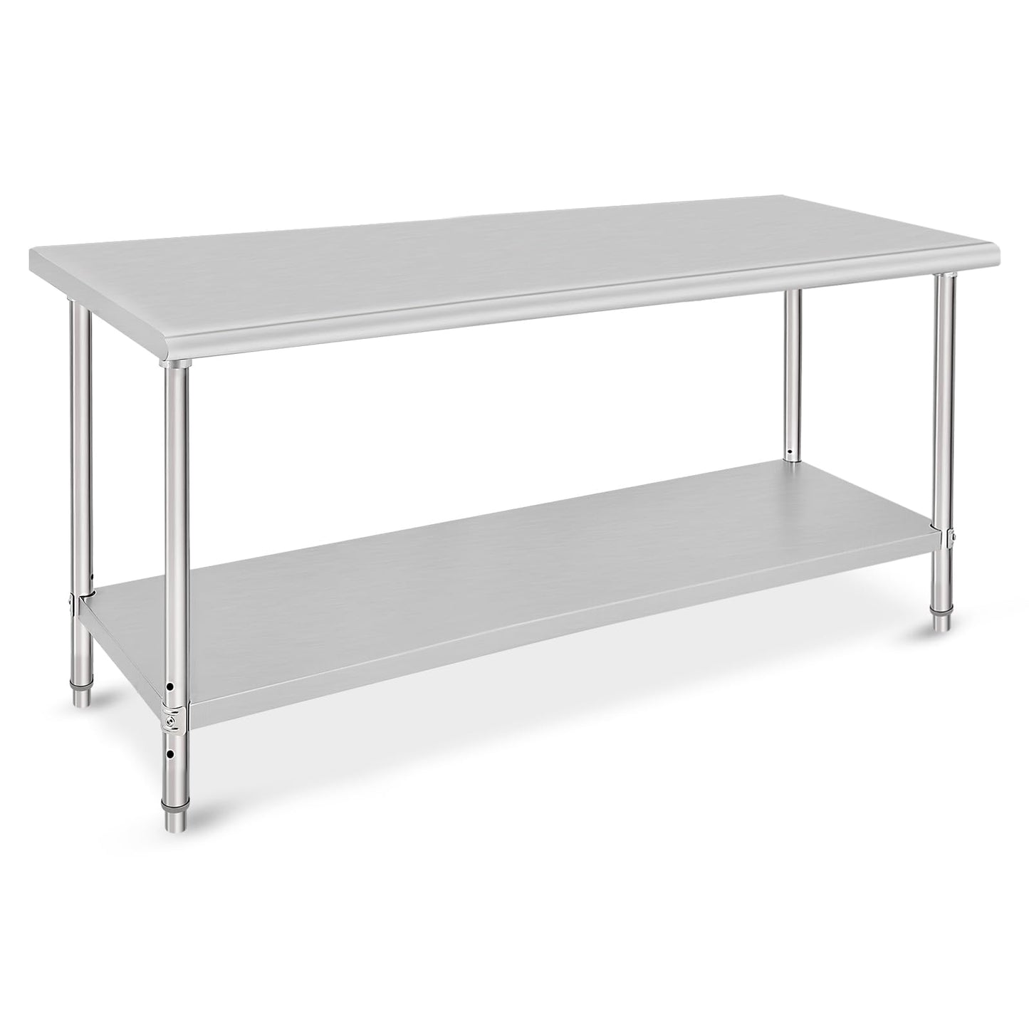 Garvee 72 x 30 Inches Stainless Steel Table, NSF Metal Prep Table with Adjustable Under Shelf and Wheels, Commercial Heavy Duty Worktable for Kitchen Restaurant Home Hotel