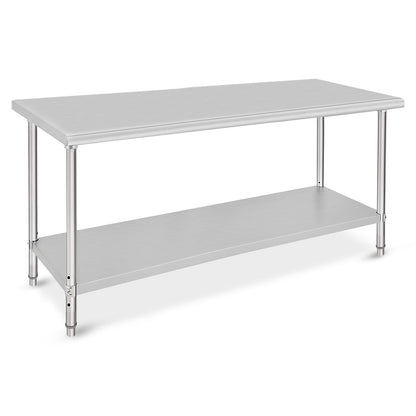 Garvee 72 x 30 Inches Stainless Steel Table, NSF Metal Prep Table with Adjustable Under Shelf and Wheels, Commercial Heavy Duty Worktable for Kitchen Restaurant Home Hotel