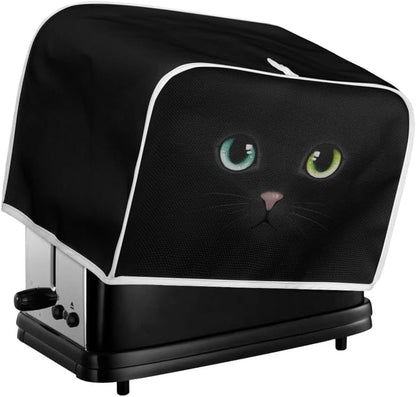 Black Cat Face Slice Toaster Cover, Aesthetic Cute Kitten Washable Polyester Toaster Cover, Pet Lovers Quilted
