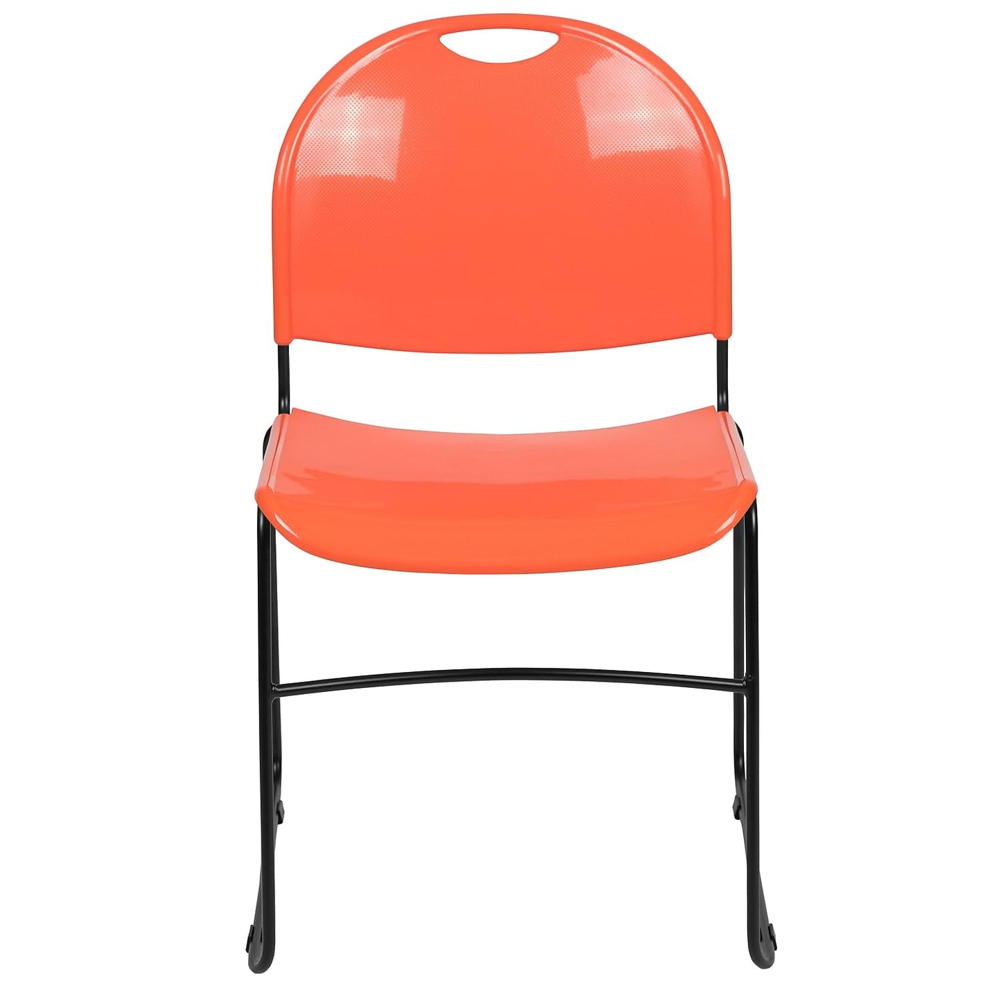 Flash Furniture HERCULES Series 5 Pack 880 lb. Capacity Orange Ultra-Compact Stack Chair with Black Powder Coated Frame