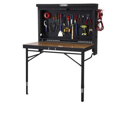 LIFETIME Products Wall Mounted Work Table, 4', Wood Varnish (80421)