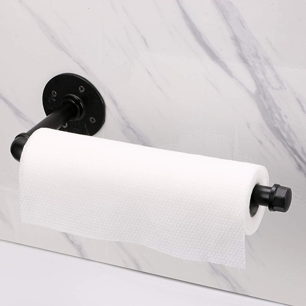 Sumnacon Industrial Iron Pipe Paper Towel Holder, Wall Mounted Vintage Style Roll Tissue Holder for Bathroom, Kitchen
