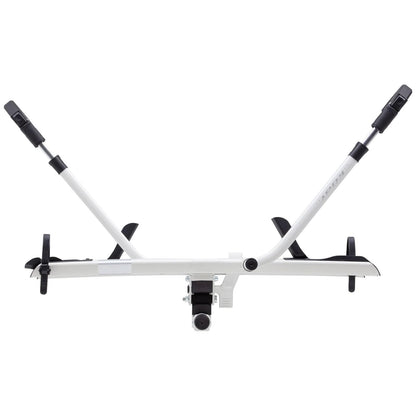 KUAT Sherpa 2.0 Durable Lightweight Aluminum Compact 2 Bike Transporting Hitch Rack with Cable Lock & Foldable Tire Cradles | Capacity - 40 Lbs per Tray, Pearl & Silver Anodize, 2"