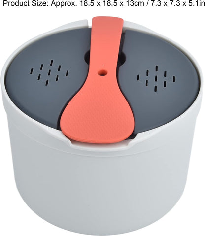 Microwave Rice Cooker Set, 2L Food Grade PP Material, Rice Spoon, Lid, Strainer, Steaming Pot for Home Meal Prep