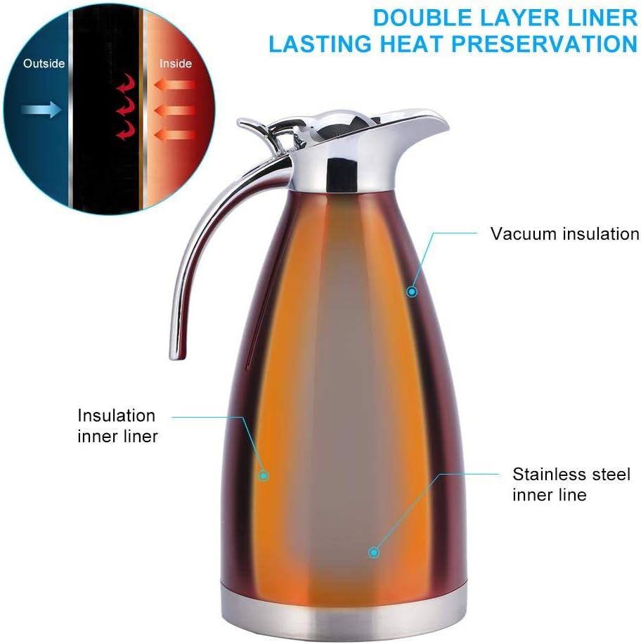 Stainless Steel Coffee Pot, Practical Tea Pot with Comfortable Plastic Handle for Serving Coffee, Tea, Hot Chocolate