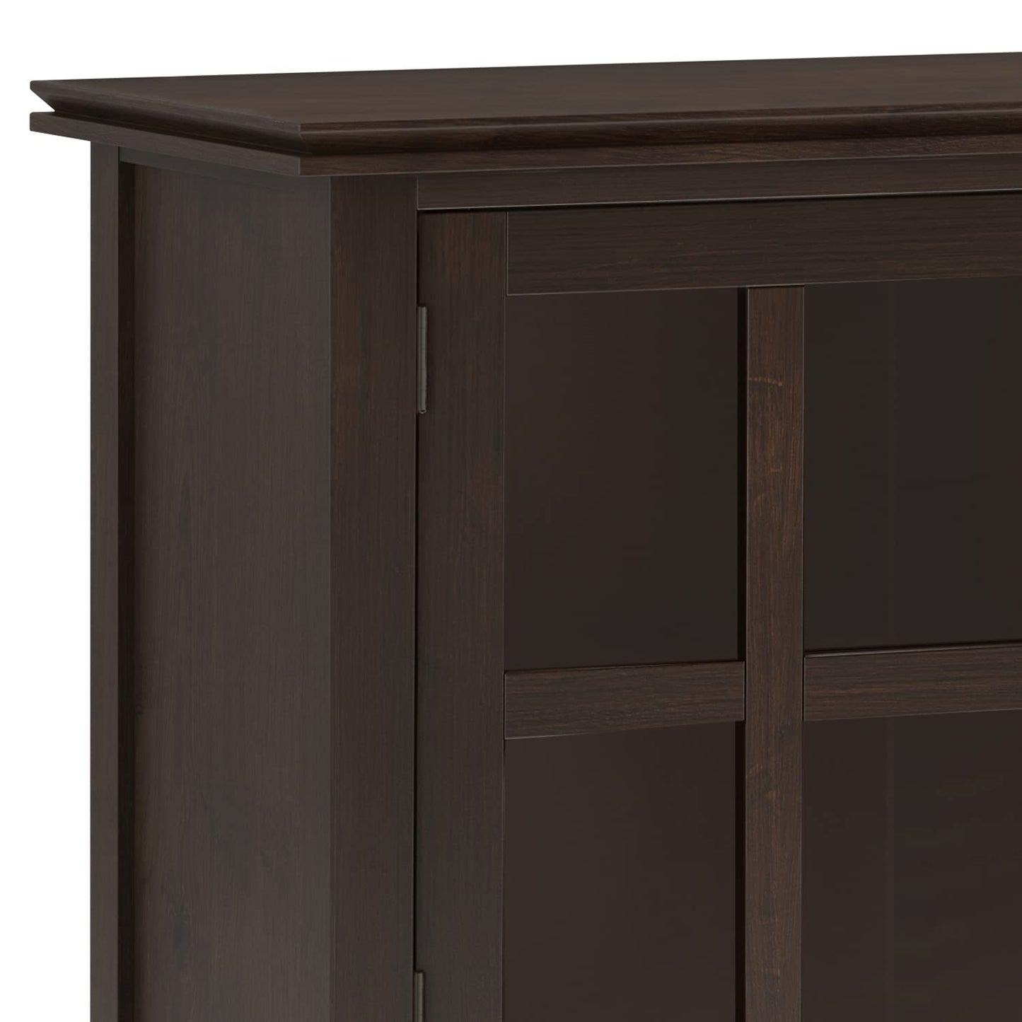 SIMPLIHOME Artisan Buffet - 60 inch Wide Solid Wood 3-Door Sideboard Buffet in Dark Chestnut Brown, Contemporary Storage Cabinet for Dining Room or Kitchen with Adjustable Shelves and Bronze Hardware