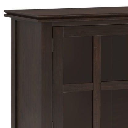 SIMPLIHOME Artisan Buffet - 60 inch Wide Solid Wood 3-Door Sideboard Buffet in Dark Chestnut Brown, Contemporary Storage Cabinet for Dining Room or Kitchen with Adjustable Shelves and Bronze Hardware