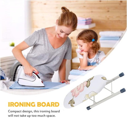 Small Ironing Board, Mini Foldable Tabletop Board for Shirt Cuffs, Collars, Sewing, Travel Use (Peony)