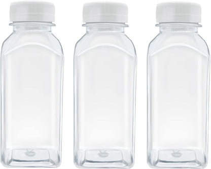 MYYZMY 3 8 Pcs Ounce Plastic Juice Bottles, Reusable Bulk Beverage Containers for Juice, Milk and Other Beverages