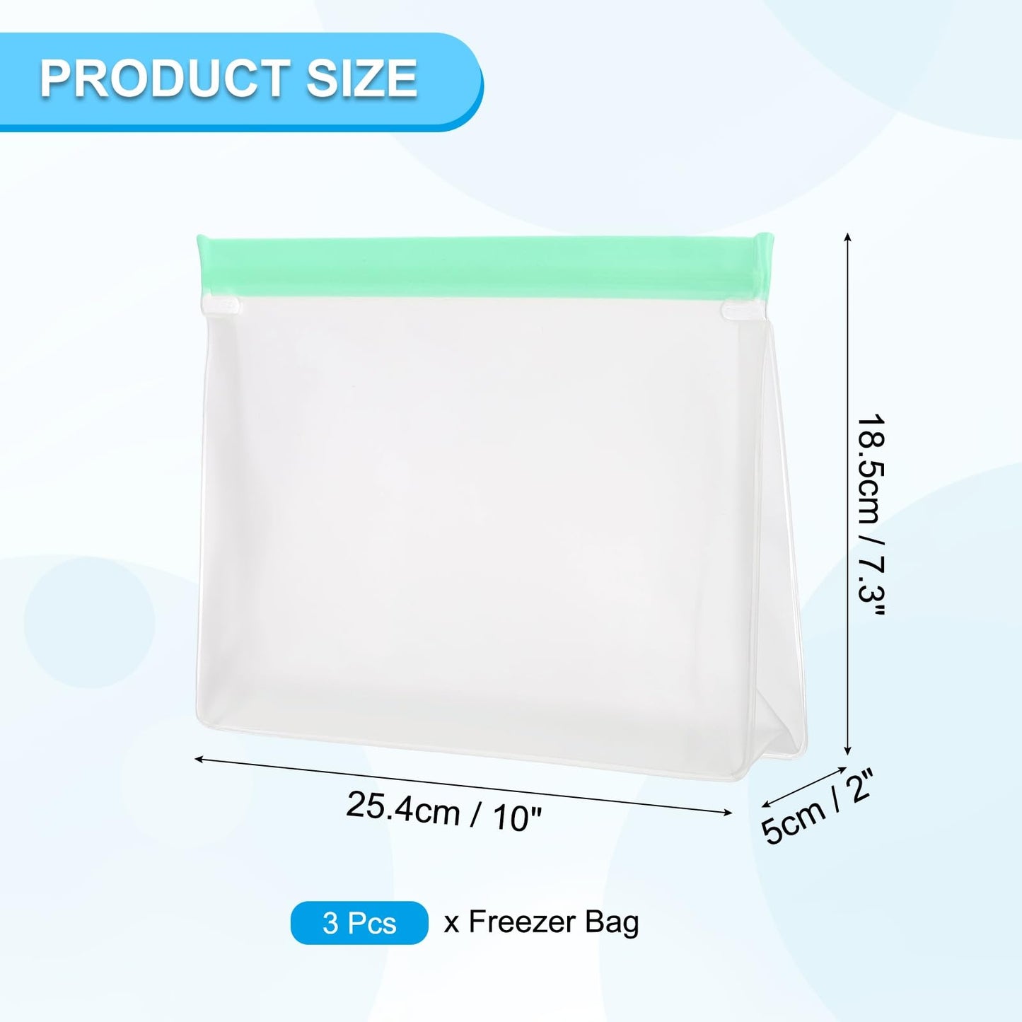 PATIKIL 8.7"x2"x5.3" Reusable Freezer Bag, 3 Pcs Leakproof Zip Food Storage Stand Up Bags Fridge Snack Vegetable Fruit Ice Container for Long-Lasting Freshness, Black