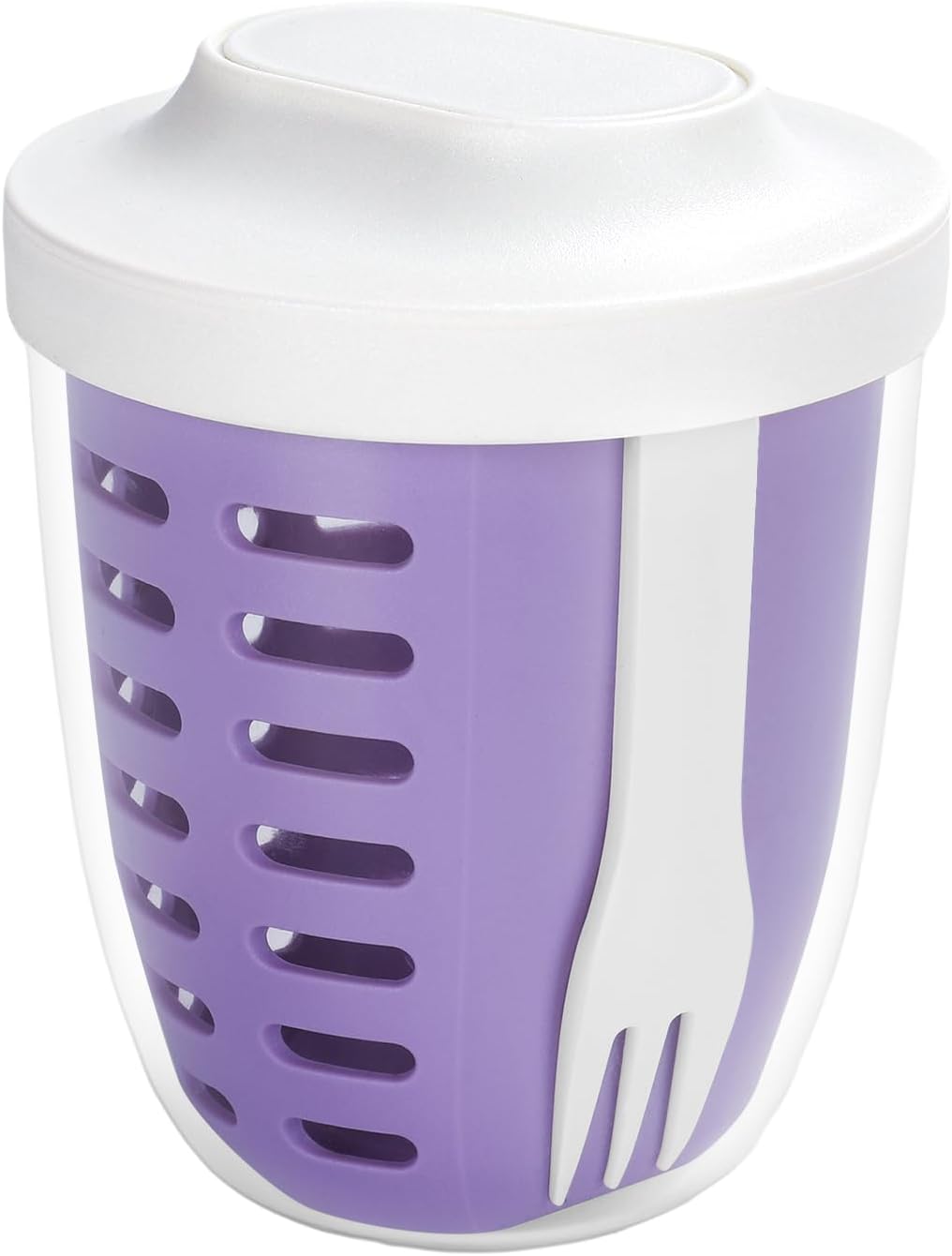 Fruit Salad Storage Cup with Lids and Fork, 20 Oz Airtight Plastic Containers for Fridge, BPA-Free, Reusable (Purple)