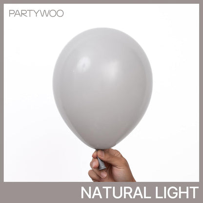 PartyWoo Gray Balloons - 100 Pcs Matte Grey Latex Balloon Arch Kit | 18", 12", 10", 5" Sizes for Baby Showers, Gender Reveals, and Birthdays