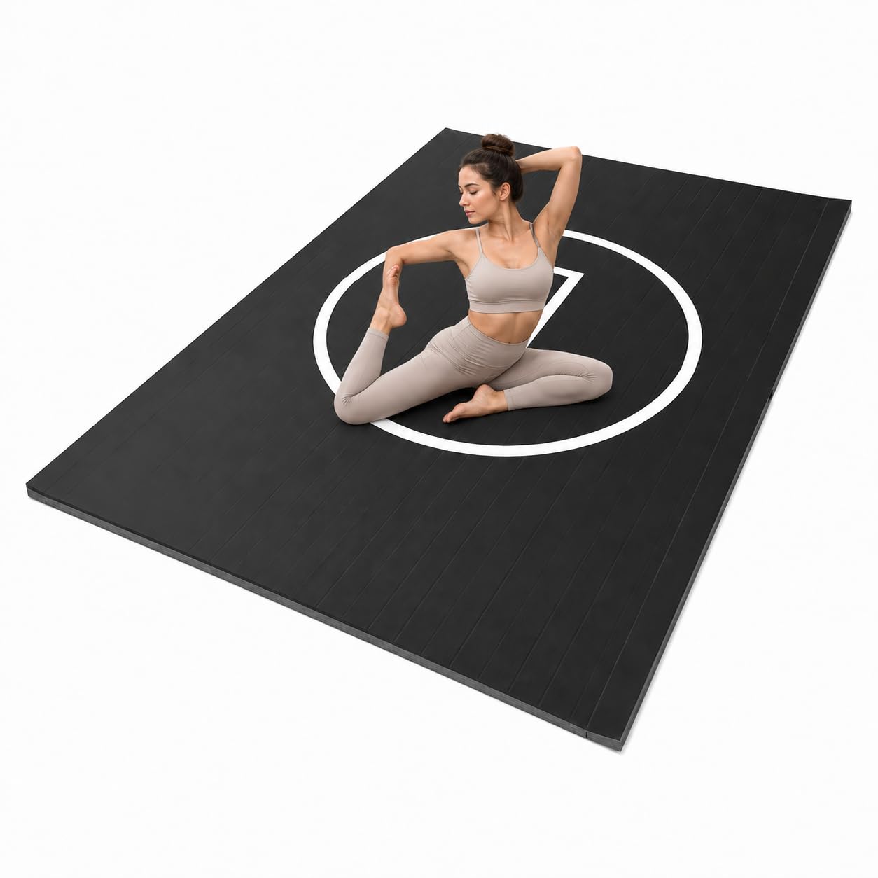 6.5x10 FT Wrestling Mat for Home Gym, Heavy-Duty PVC & XPE Foam BJJ MMA Jiu Jitsu Judo Mat, Anti-Slip Lychee Pattern, Waterproof Roll-Up Grappling Mat, Black
