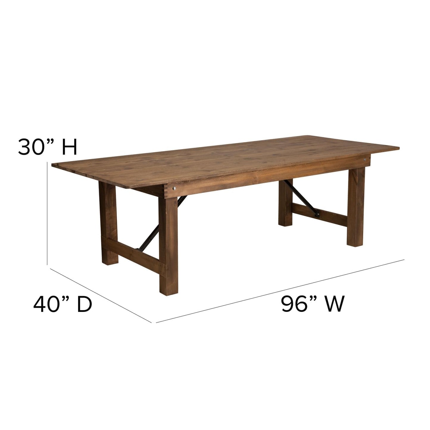 Flash Furniture HERCULES Series 8' x 40'' Antique Rustic Folding Farm Table and Six Bench Set