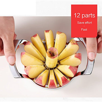 Stainless Steel Apple Slicer and Corer - FEITA 12 Blades Food Grade 304 Extra Large Heavy Duty Apple Cutter Divider up to 4 Inch Apples