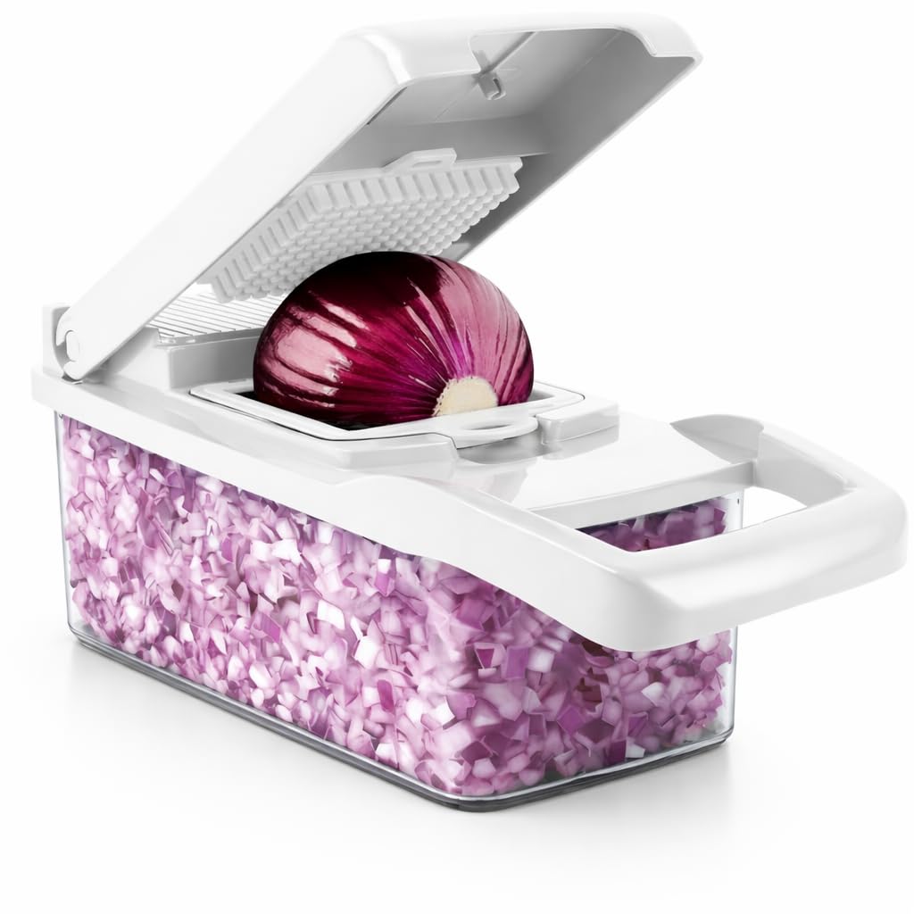 CASAFOYER 16 in 1 Vegetable Chopper, Mandoline Slicer and Food Processor - Kitchen Essentials for Effortless Food Prep - Includes Salad Spinner, Cheese Grater, Onion Chopper, French Fry Cutter