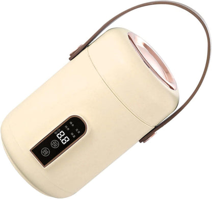 Portable Electric Stewpot, Mini Rice Cooker for Soup and Porridge, Efficient Heating for Home Kitchen Office (Beige)