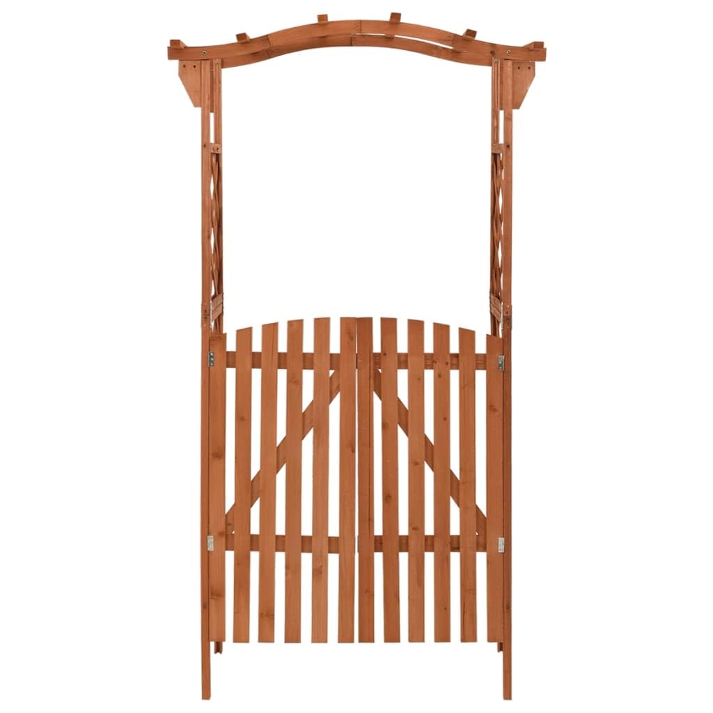 Fregramei Wooden Pergola with Gate, Outdoor Climbing Plants Garden Arbor for Lawn, Poolside, Backyard, Patio, Terrace, 45.7"x15.7"x80.3" Solid Firwood,-253