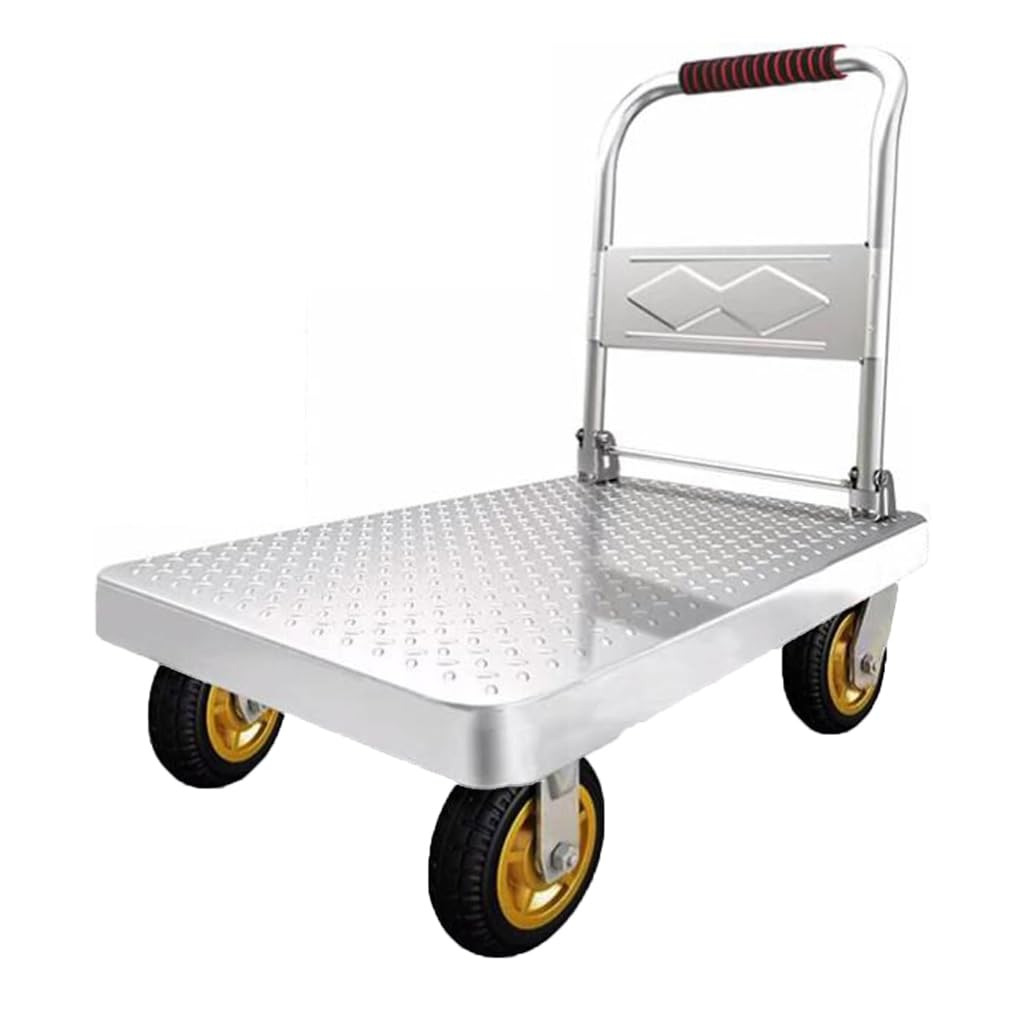 Heavy Duty Foldable Garage Platform Truck Flatbed Dolly Cart with 360° Swivel Wheels Ideal for Moving Groceries Warehouse and Garage Use