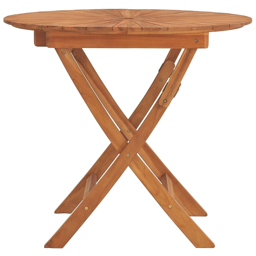 GROSERY Folding Patio Table ? 33.5""x29.5"" Solid Wood Teak,Teak Wood Patio Table, Foldable Outdoor Dining Table with Umbrella Hole for Garden, Balcony, and Commercial Use, Brown