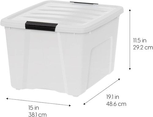 IRIS USA 40 Qt Stackable Storage Bins - BPA-Free, Durable Lids, 6 Pack - Pearl Color, Secure Handles
