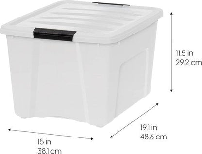 IRIS USA 40 Qt Stackable Storage Bins - BPA-Free, Durable Lids, 6 Pack - Pearl Color, Secure Handles