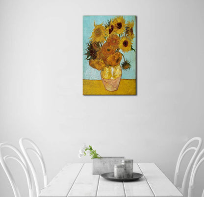 Wieco Art Framed Wall Art Canvas Prints of Sunflower by Vincent Van Gogh Paintings Reproduction Abstract Wall Decorations for Living Room Golden Frame
