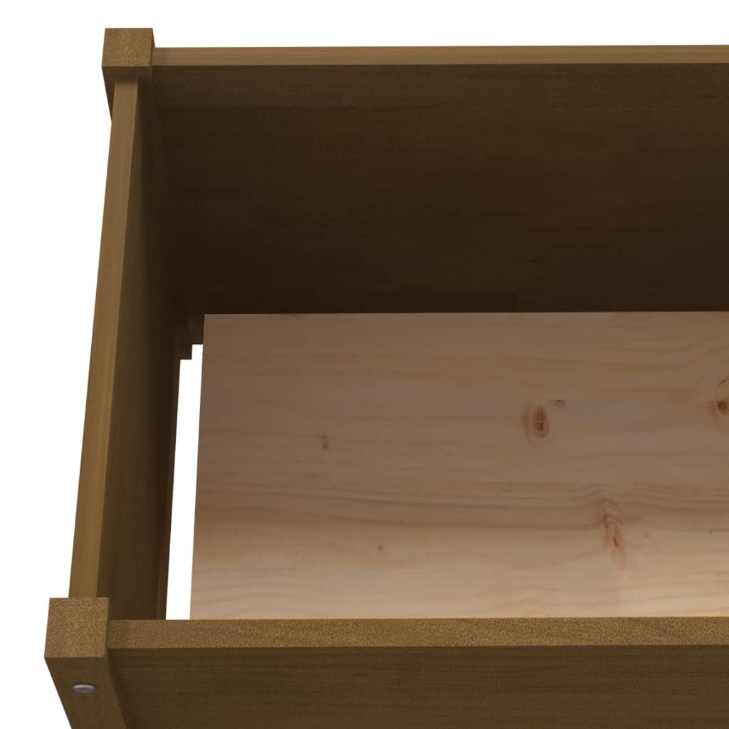Foknhdi Honey Brown Raised Garden Bed Planter 78.7"x19.7"x19.7", Solid Pine Large Outdoor Planter Box for Flowers & Herbs, Rustic Tree Bed Assembly Needed for Patio Yard