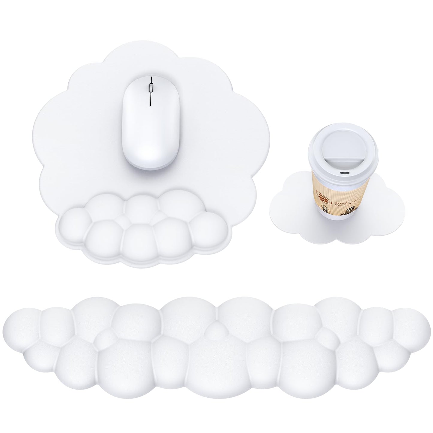 MOKURU Cloud Mouse Pad with Wrist Rest, Cloud Keyboard Wrist Rest, Mouse Pad Wrist Support, Ergonomic Keyboard Mouse Wrist Support White