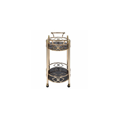 Maykoosh Global Glam Serving Cart Made with Sturdy Metal Construction in Gold Finish, Tempered Glass Top, Open Bottom Shelf.25 Lb.34.65 X 15.98 X 32.09, Gold/Black