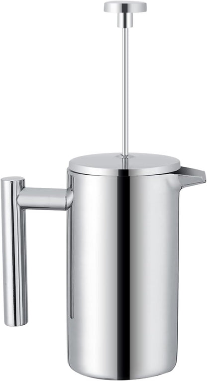 Acouto 350ml Double Wall Stainless Steel Coffee Maker, French Press Tea Pot with Filter