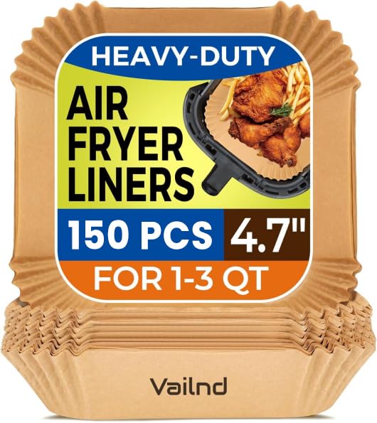 400 Pcs Air Fryer Paper Liners, 8" Square Air Fryer Liners Disposable, Heavy-Duty Parchment Paper for 5-8 qt Airfryer Basket, Non-Stick & Grease-Proof Baking Liner for Oven Pan