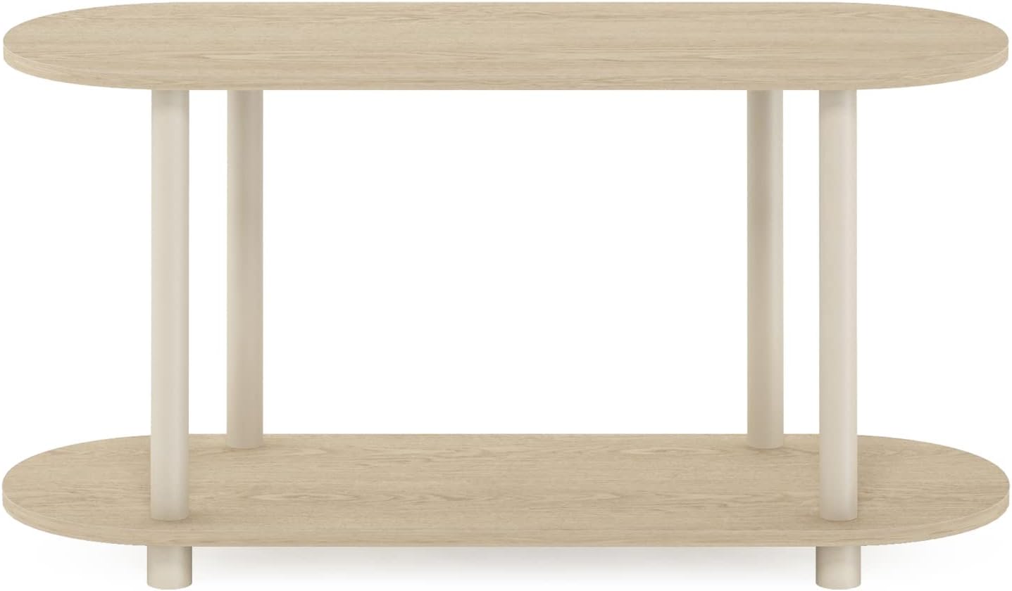 Furinno Turn-N-Tube No Tools Modern Oval Side Table, Bauhaus Oak/Beige