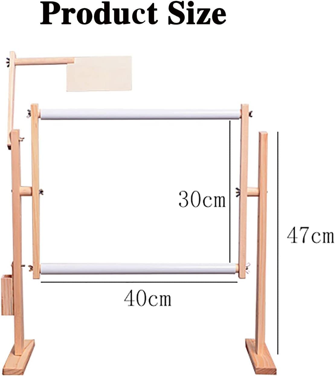ELUKHT Cross Stitch Frame Stand, Wooden Adjustable Tapestry Frame Embroidery Stand, with Tool Box, Wide Base Design, for Arts Crafts Sewing Needlework