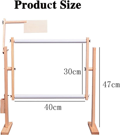 ELUKHT Cross Stitch Frame Stand, Wooden Adjustable Tapestry Frame Embroidery Stand, with Tool Box, Wide Base Design, for Arts Crafts Sewing Needlework