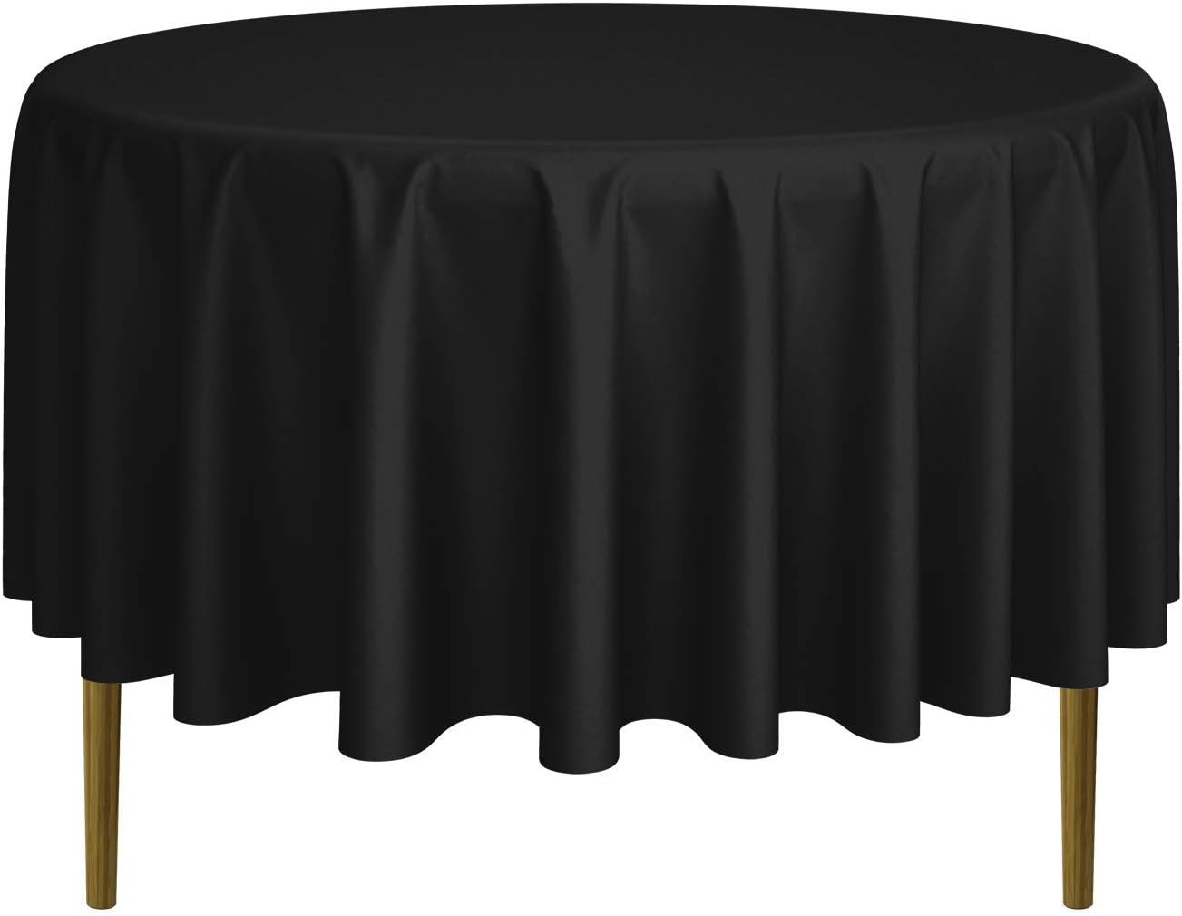 Lann's Linens 90" Round Premium Tablecloth - Black Polyester Fabric for Wedding/Banquet