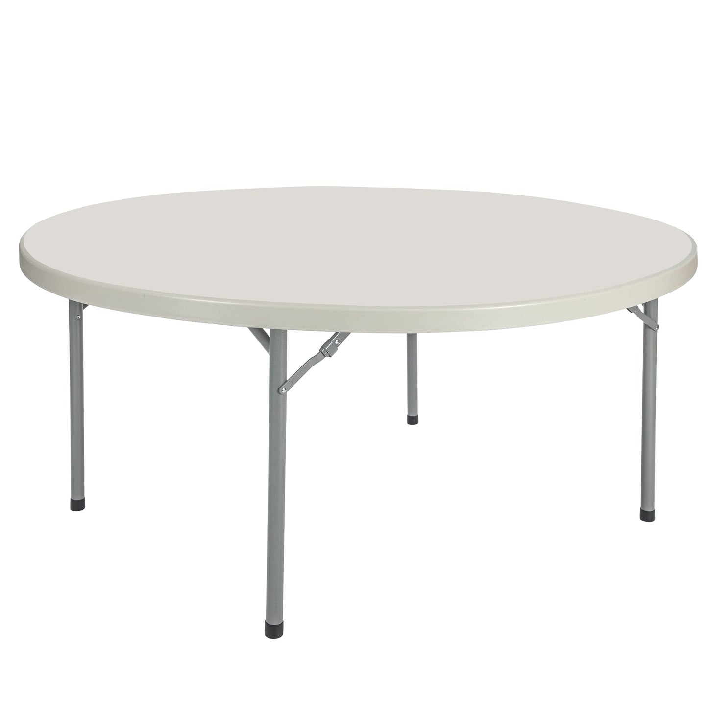OEF Furnishings OEFBT60R Round Commercial-Grade Premium Industrial Folding Table, Heavy-Duty Blow-Molded Design with Thick Top and 17-Gauge Steel Frame (60" Diameter, Speckled Gray Top)