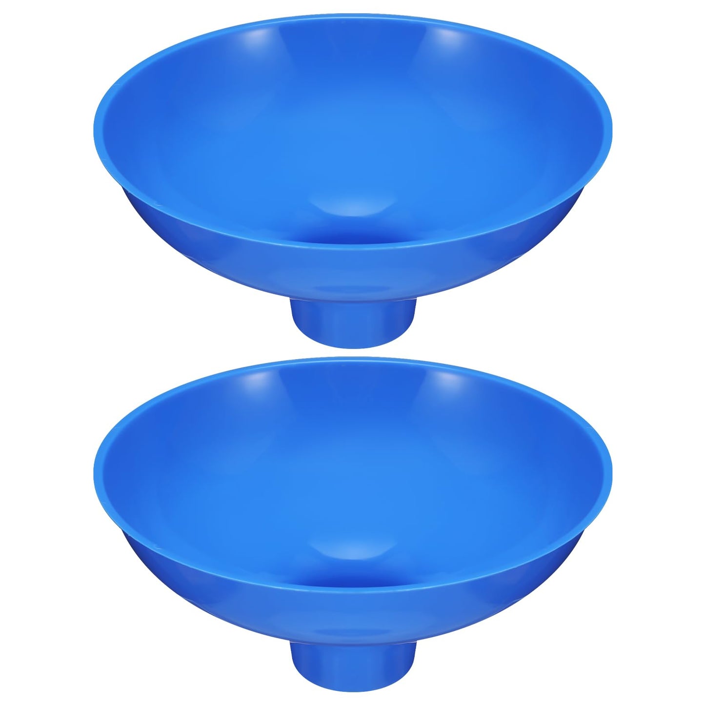 Vesici 2 Pack Extra Large Wide Mouth Funnel 2.5" x 10" Multi Purpose Filling Funnel Plastic Reusable for Water Softener Resin Tanks Carbon Media Jar Filling Use (Blue)