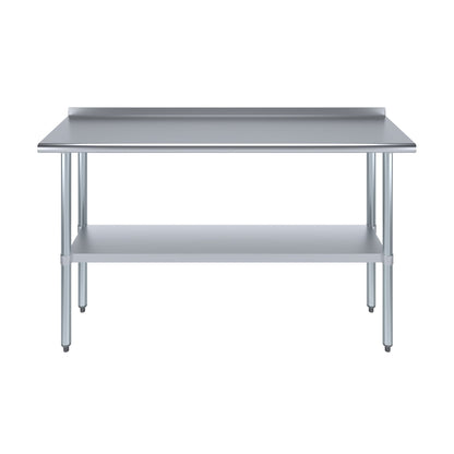 AmGood 18 in. x 60 in. Stainless Steel Work Table with 1.5 in. Backsplash | Metal Kitchen Food Prep Table