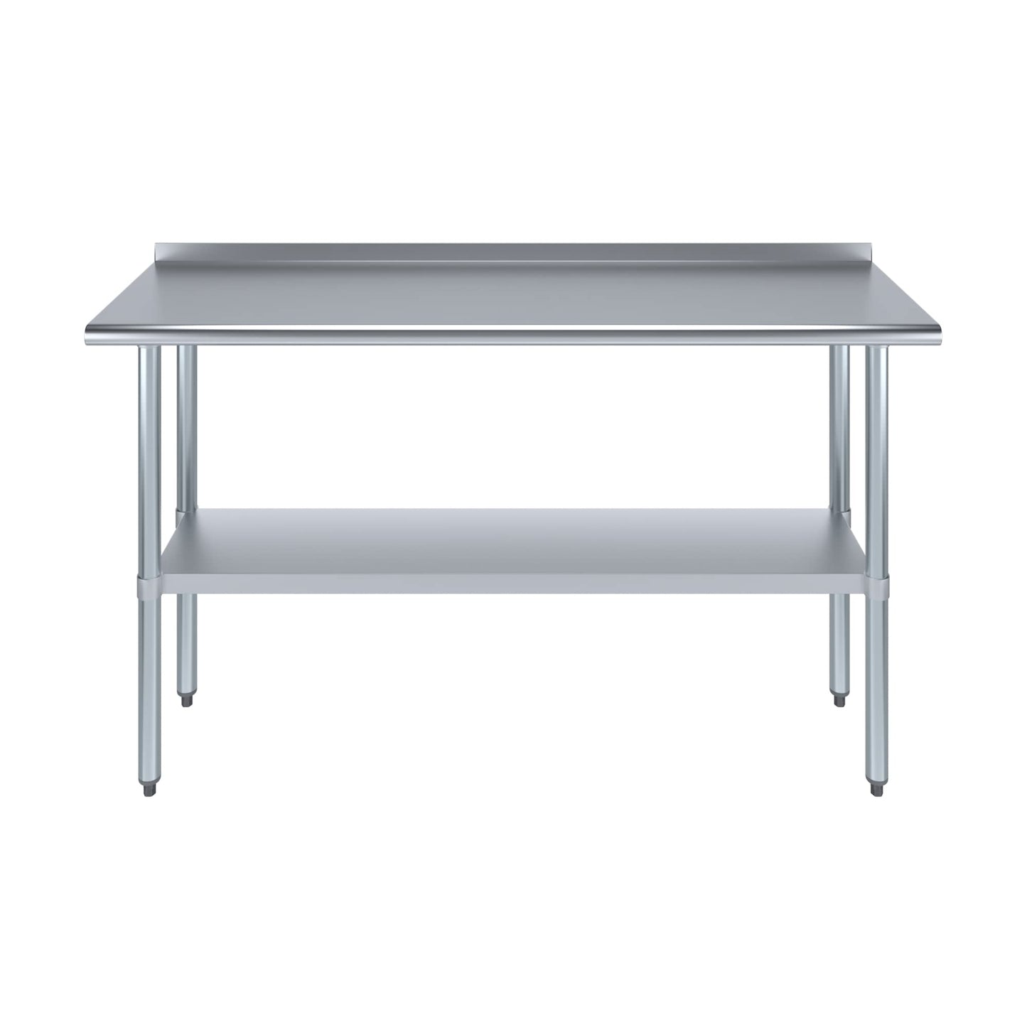 AmGood Stainless Steel Work Table with 1.5" Backsplash | Metal Kitchen Food Prep Table | NSF (60" Long x 18" Deep)