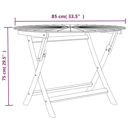 GROSERY Folding Patio Table ? 33.5""x29.5"" Solid Wood Teak,Teak Wood Patio Table, Foldable Outdoor Dining Table with Umbrella Hole for Garden, Balcony, and Commercial Use, Brown