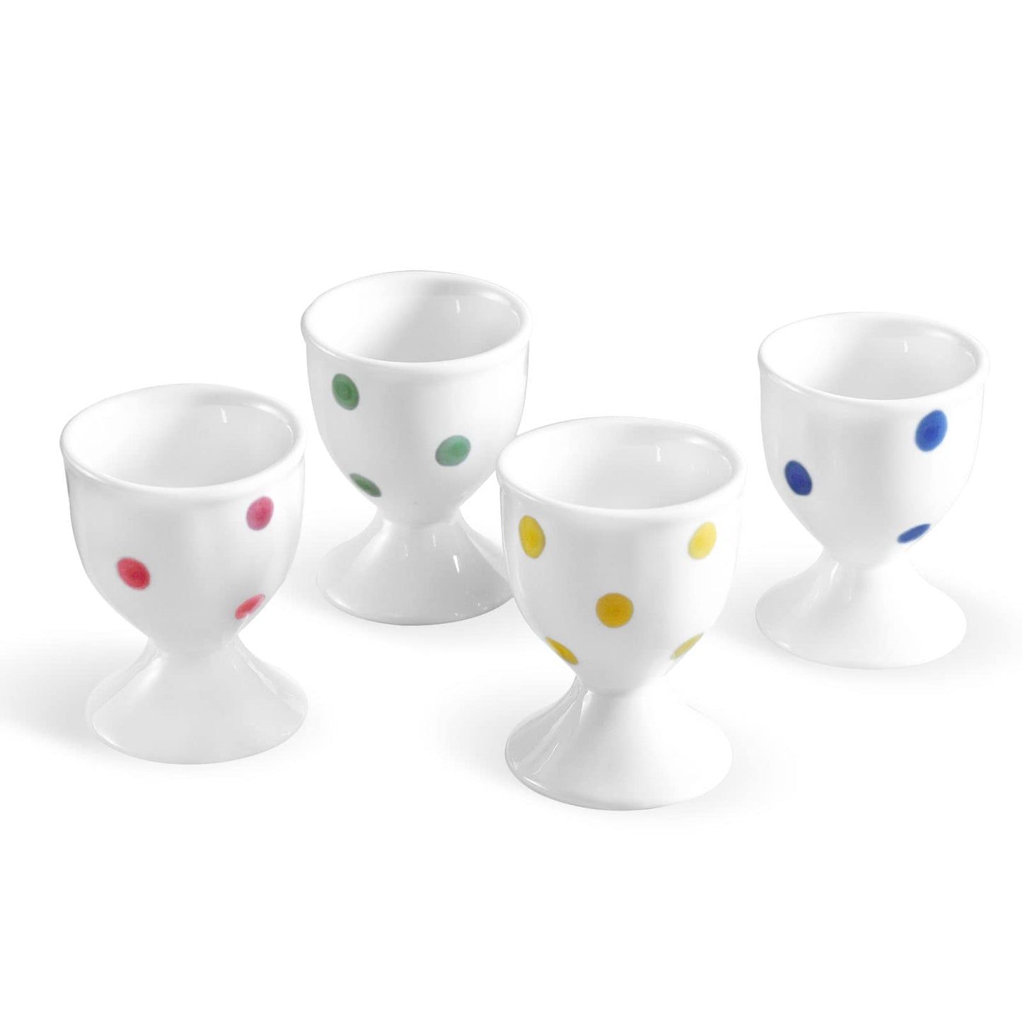 Cinf Ceramic Polka Dots Egg Cup Gift Set of 4 Porcelain Holder Breakfast Boiled Cooking Tools Stable Easy to Clean Childhood Memories Table Decoration Kitchen