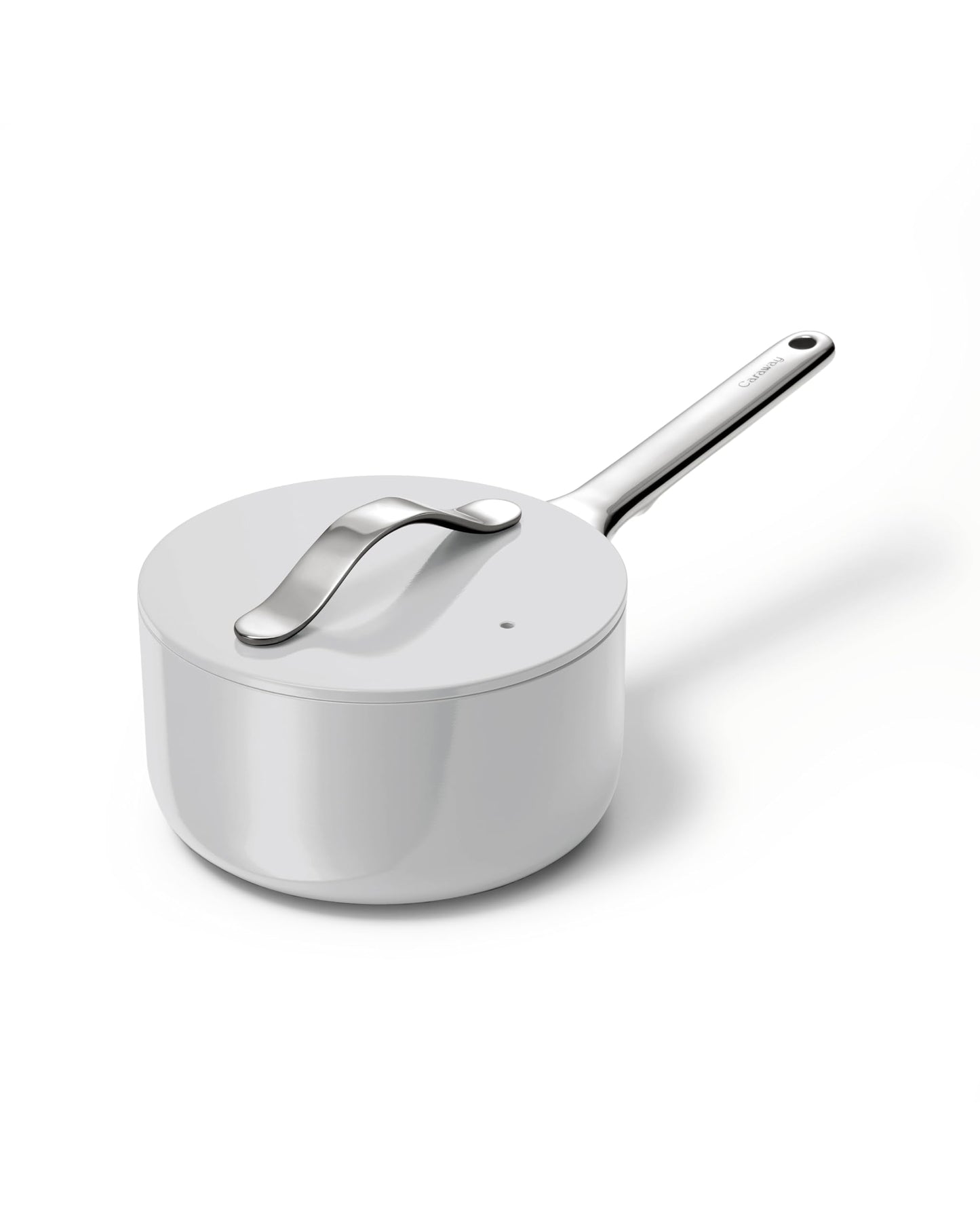 Caraway Nonstick Ceramic Sauce Pan with Lid (1.75 qt) - Non Toxic, PTFE & PFOA Free - Oven Safe & Compatible with All Stovetops (Gas, Electric & Induction) - Gray