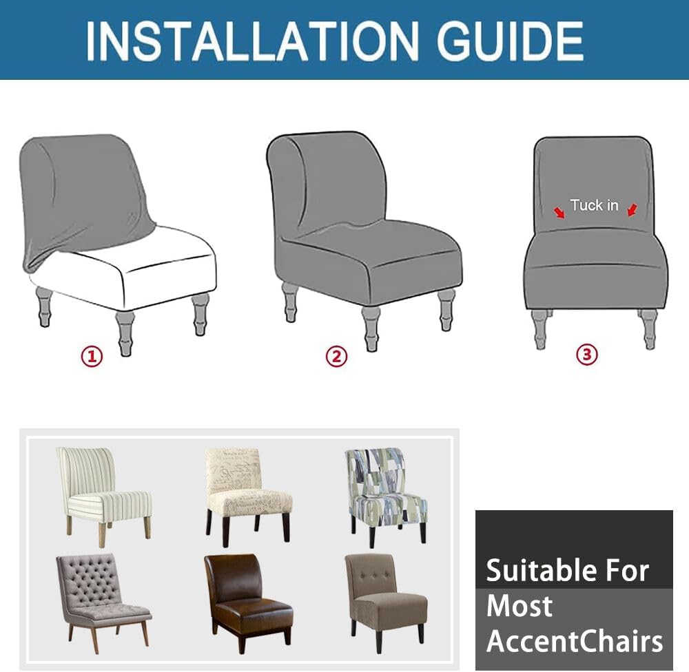 lihuitong Armless 2 Armless Armless 23) Chair Slipcover Pieces Printed Accent Chair Cover Stretch Spandex Slipper Chair